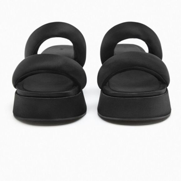 Zara Black Padded Strap Platform Chunky Sandals Shoes Size 10 - Picture 4 of 10